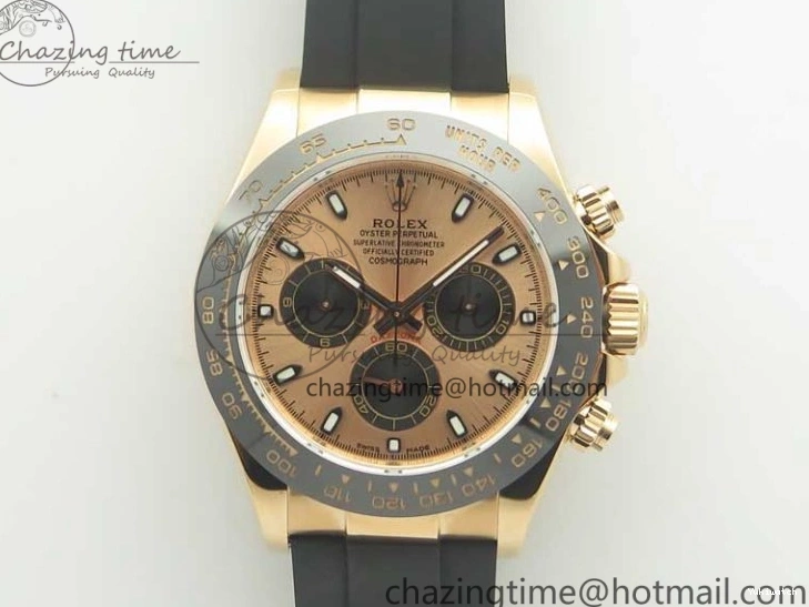 On Daytona Gold Black Super Clone Best Dial 116515 Edition 1:1 Rubber A4130 Strap Rose V2 ARF 1229